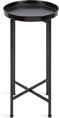 Vista 4 de Kate and Laurel Celia - Mesa decorativa redonda de metal plegable con bandeja superior, negro