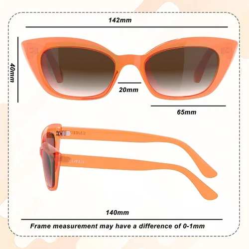 Vista 4 de Saveen Gafas de sol retro de moda TAC ojo de gato para mujer, montura rectangular TR90 gruesa gafas de sol polarizadas protección UV400