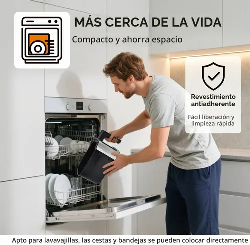 Vista 6 de TomaChef Freidora de aire de 5.3 cuartos de galón con ventana visible, cocina digital 10 en 1 (negro)