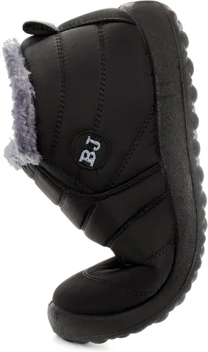 Vista 4 de Botas de nieve para mujer, cálidas, con forro de piel, antideslizantes, para exteriores, impermeables, cómodos y cálidos