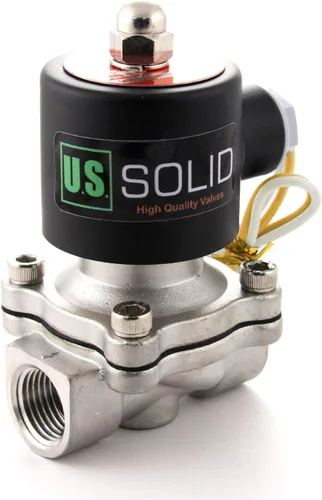 Vista 19 de U.S. Solid 1" válvula electromagnética eléctrica de latón 110V CA normalmente cerrada aire no potable aceite de agua diesel
