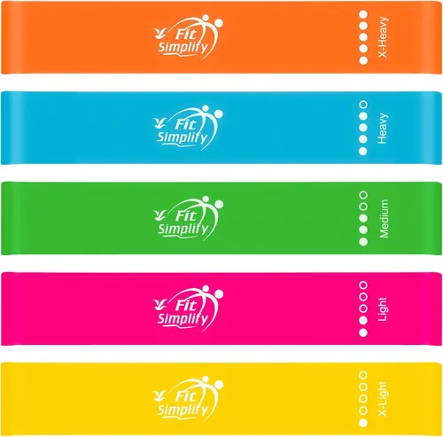 Vista 2 de Fit Simplify Bandas de ejercicio de resistencia de 10 pulgadas, juego de 5, colores surtidos