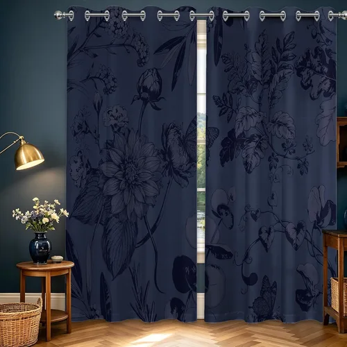 Vista 23 de Cortinas opacas negras y doradas, cortinas modernas de mediados de siglo para dormitorio, sala de estar, 63 pulgadas de largo, juego de 2 paneles
