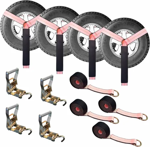 Vista 15 de Mega Cargo Control Correas de Amarre para Automóvil, Paquete de 4 Hebillas de Cola de Cadena de Trinquete G70, Estilo Lazo para Remolques