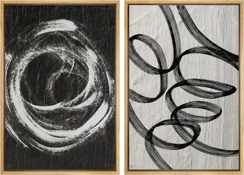Vista 76 de SIGNWIN Lienzo enmarcado para pared, ilustraciones abstractas texturizadas en tonos beige terrosos, arte moderno, decorativo, contemporáneo
