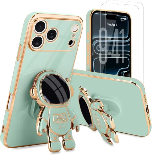 Vista 49 de Pepmune - Funda para iPhone 15 con soporte de astronauta 3D, color negro