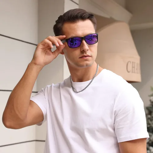 Vista 4 de DUCO DC8206 - Lentes de sol polarizados, deportivos, de lujo, para hombre, con patillas de fibra de carbono y protección ultravioleta 400