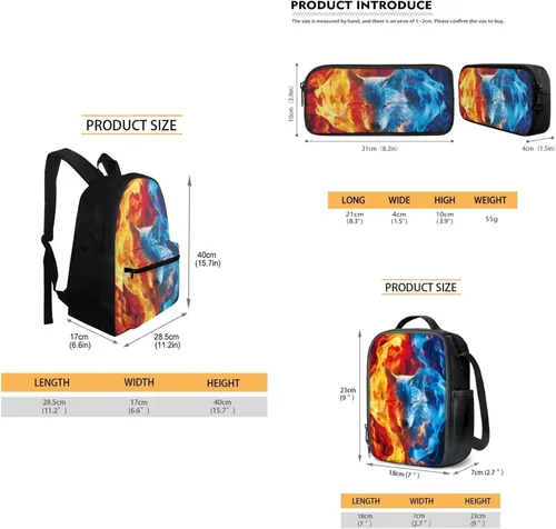 Vista 43 de FOR U DESIGNS Fuego baloncesto impreso niños escuela mochilas viaje mochila libro bolsa