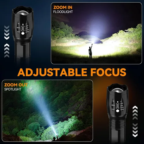 Vista 3 de CREE XML T6 3000 lúmenes táctico linterna LED, 5 modos, impermeable