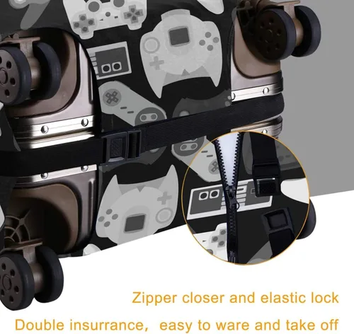 Vista 4 de Controlador de armas de videojuegos, diseño blanco y negro, funda de equipaje de viaje, protector de maleta, fundas elásticas para equipaje