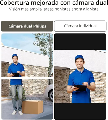Vista 2 de PHILIPS Timbre de video de doble cámara inalámbrico, 2K con HDR, cámara de seguridad, timbre de video Wi-Fi con timbre, sin tarifas mensuales