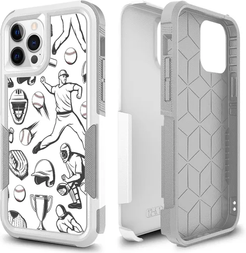 Vista 11 de Funda protectora para iPhone 12 Pro, diseño deportivo único de policarbonato duro de absorción de golpes + funda protectora híbrida de doble capa