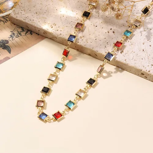 Vista 9 de Gargantilla con cuentas para mujer, chapada en oro de 18 quilates, gargantilla delicada para mujer