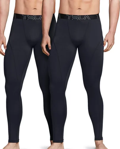 Vista 18 de TSLA - Pantalones de compresión térmica para hombres, calzas deportivas para correr, ropa base de invierno