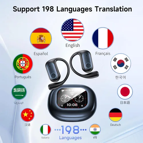 Vista 2 de Auriculares de traducción AI en tiempo real Auriculares de traductor de 198 Azul real