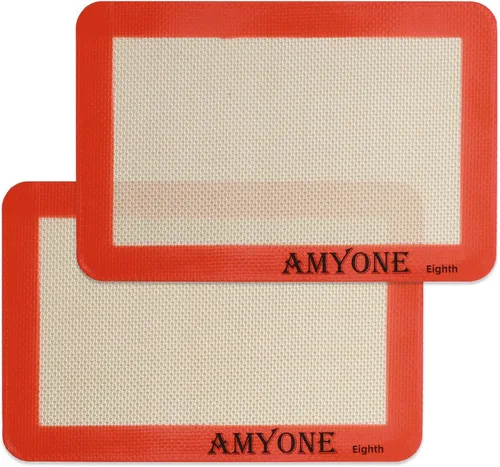 Vista 21 de AMYONE Alfombrilla para hornear de silicona de un cuarto, 2 piezas de alfombrillas para hornear de silicona antiadherente, hoja para galletas