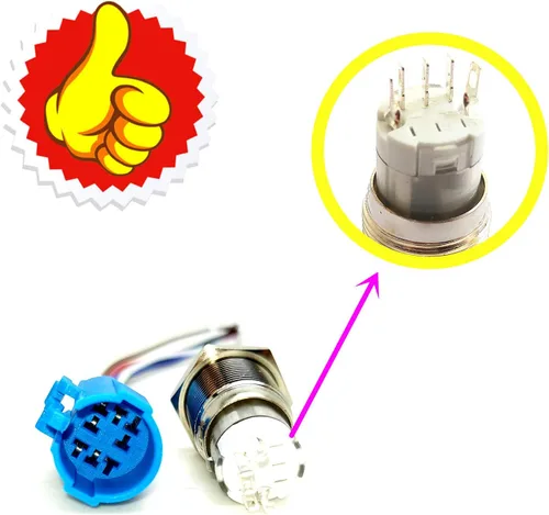 Vista 2 de Interruptor de botón momentáneo de bocina de coche, 12 V, 0.630 in, LED, interruptor de reinicio de encendido/apagado, interruptor de bocina