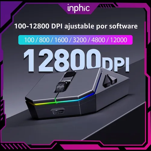 Vista 3 de INPHIC Ratón inalámbrico Cyber Silent, Tri-Mode 12000 DPI ratón