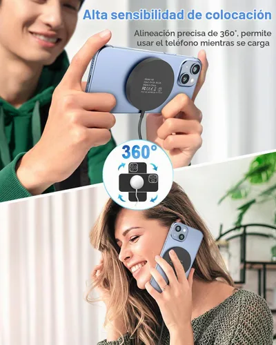 Vista 6 de Cargador Inalámbrico Magnético Mag Safe Almohadilla de Carga Compatible con iPhone 17/17 Pro Max/iPhone Air/16/15/15 Plus/14/13/12 Series, Cargador