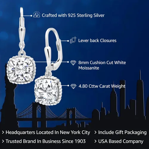 Vista 39 de Gem Stone King Aretes colgantes de plata de ley 925 de 0.315 pulgadas para mujer