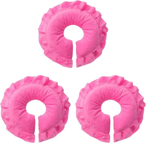 Vista 2 de Amosfun 2 uds. Almohada de cara redonda Spa en forma de U para belleza en forma de algodón para la cara, cojín de algodón para el cuello, masaje