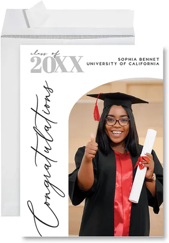 Vista 15 de Andaz Press Tarjeta fotográfica de graduación jumbo personalizada de 8.5 x 11 pulgadas con sobre, tarjeta de felicitación personalizada de clase