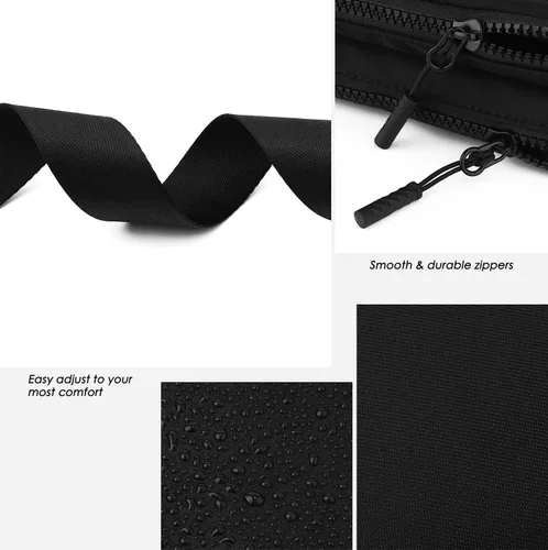 Vista 5 de Cangurera para hombre, bolsa de cinturón de moda para mujer, bolsa cruzada impermeable con 4 bolsillos con cremallera para caminar, correr, viajar