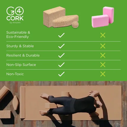 Vista 6 de Go4Cork Cork Yoga Block Non-Toxic, Alternative To Foam Yoga Blocks Odorless, Soft, Non-Slip, Workout & Exercise Yogi Gift Accessories Men &