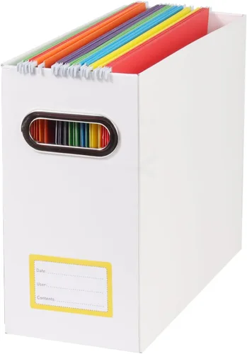 Vista 9 de Caja organizadora de archivos plegable con asa, 12.20 x 5.11 x 9.84 pulgadas, organizador de archivos para el hogar u oficina, pequeña caja de Negro
