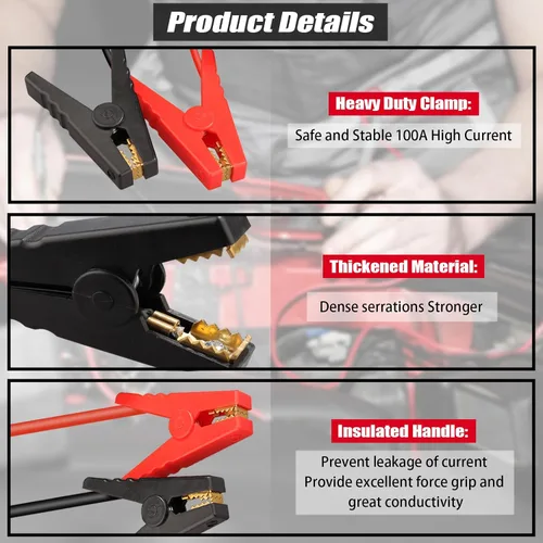 Vista 4 de Adaptador de puente compatible con batería Milwaukee de 18 V M18, kit de arranque de puente de 11 AWG cable de 18 V, cable de arranque automático