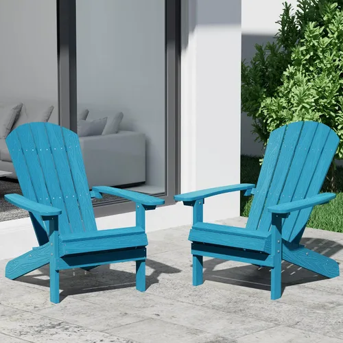 Vista 25 de YEFU Silla Adirondack de plástico resistente a la intemperie, sillas de patio con instalación fácil en 5 pasos, se ve exactamente como madera real