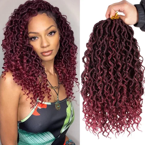 Vista 17 de Goddess Locs - 8 paquetes de cabello de ganchillo Goddess Locs de 10 pulgadas, pelo corto de imitación de ganchillo con rizos pre-enrollados