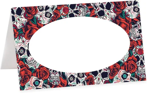 Vista 12 de Andaz Press Tarjetas de lugar con nombre de Halloween para colocar la mesa, etiquetas de alimentos en blanco para tarjetas de bufé de fiesta