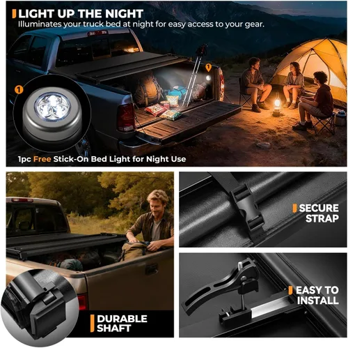 Vista 7 de Auto Dynasty - Cubierta suave de tres pliegues para plataforma de camioneta, compatible con Toyota Tundra 2014-2019, plataforma Fleetside/Styleside