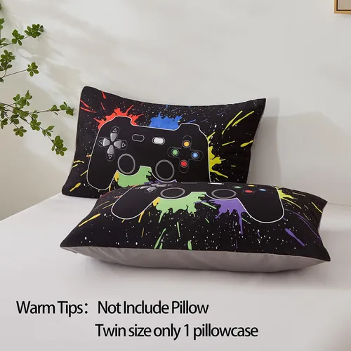 Vista 5 de akkialla Juego de edredón de tamaño matrimonial para niños y adolescentes, edredón colorido con 2 fundas de almohada, juego de ropa de cama de 3