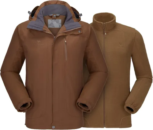 Vista 15 de CAMEL CROWN - Chaqueta de esquí para hombre 3 en 1, chaqueta de invierno impermeable para nieve, cortavientos, con capucha y forro polar cálido Azul