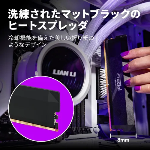 Vista 6 de Crucial Pro - Edición Overclocking - DDR5 - Módulo - 16 GB - DIMM 288-PIN - 6000 MHz / PC5-48000 - CL36-1.35 V - sin búfer - Negro