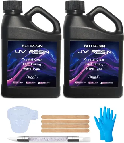 Vista 7 de Kit de Resina UV ButiResin 300g, Resina UV Transparente - Curado Rápido, Cristalino, Inodoro, Baja Viscosidad y Tipo Duro, Kit de Resina UV