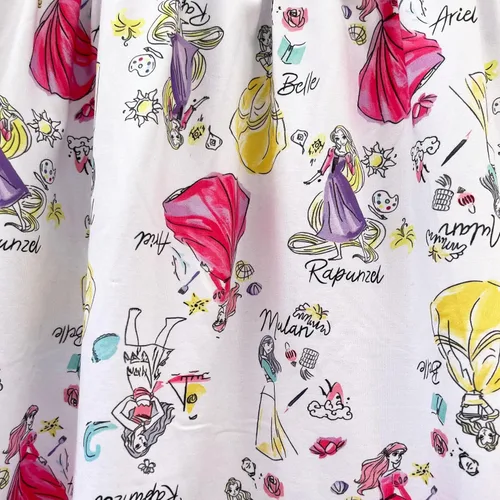 Vista 4 de Vestido estampado de princesa con estampado de dibujos animados para niñas de 1 a 8 años