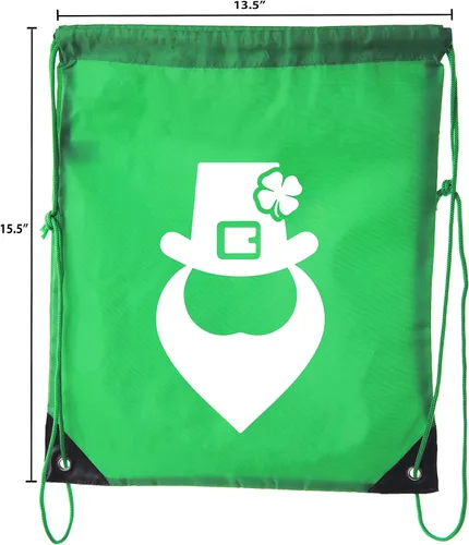 Vista 2 de Mato & Hash Bolsas con cordón de San Patricio, mochilas reutilizables con cincha, bolsas de regalos de San Patricio