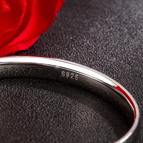 Vista 3 de Minimalism - Pulsera de plata de ley 925 de ancho de 7 a 0.315in de diámetro, 60 a 2.559in, color liso, liso, joyería fina, regalos, Circonita cúbica