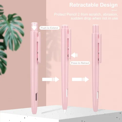Vista 5 de Moko Funda protectora compatible con Apple Pencil Pro, Apple Pencil de 2ª generación, funda protectora retráctil para Apple Pencil con clip, funda