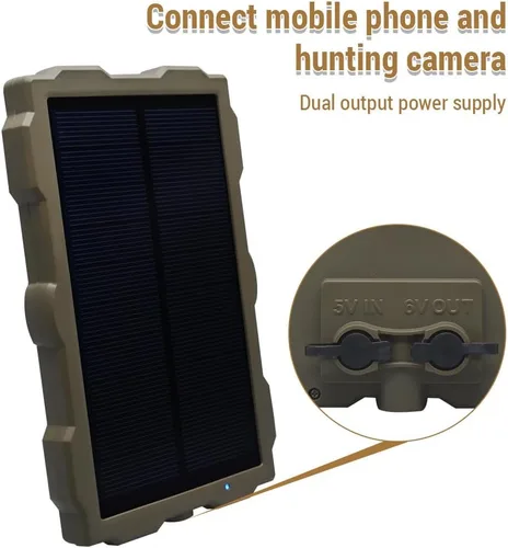 Vista 6 de Lixada Panel de carga solar Cámara de rastro Panel solar 1700mAh recargable para cámara de caza Carga solar al aire libre Alimentado por el sol