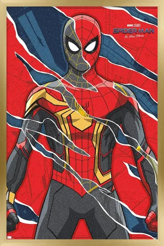 Vista 18 de Trends International Marvel Spider-Man: No Way Home - Póster de pared triturado, 22.4 pulgadas de largo x 14.7 pulgadas, versión enmarcada en madera