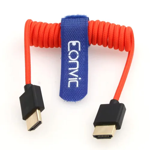 Vista 36 de 8K HDMI a abajo HDMI de alta velocidad negro en espiral trenzado cable para Sony A7S3 FX3 FX9 Canon C70 Z CAM E2 cámara Atomos Ninja V Shinobi Cable
