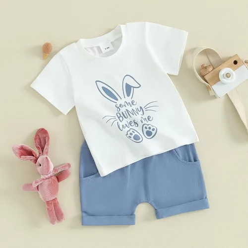 Vista 6 de Karesoull Conjunto de 2 piezas de ropa de Pascua para bebé, conjunto de ropa de Pascua para niños pequeños