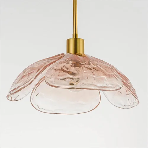 Vista 6 de Lámpara colgante con pantalla de vidrio con forma de flor retro, lámpara colgante de techo pequeña para dormitorio, isla de cocina, comedor, sobre