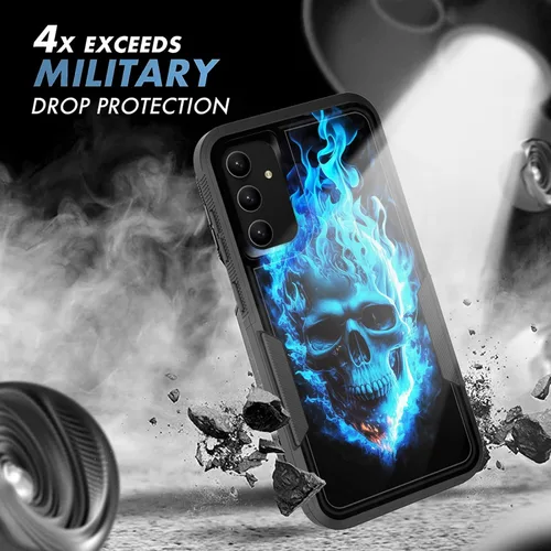 Vista 586 de Funda para Galaxy A14 5G, resistente de doble capa híbrida de policarbonato duro, goma suave, a prueba de golpes, funda protectora resistente