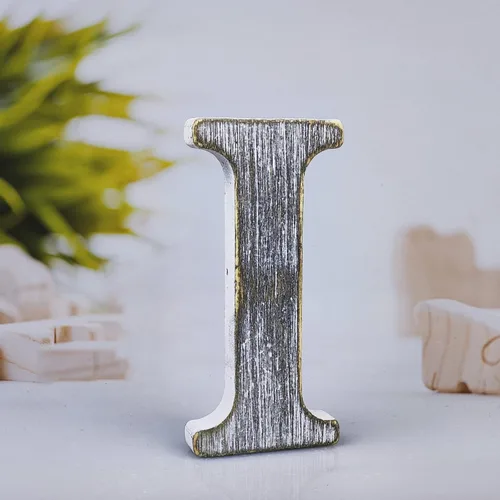 Vista 14 de Letras de madera rústica sin terminar de 4 pulgadas para decoración de pared, letras decorativas de pie en rodajas, decoración de tablero