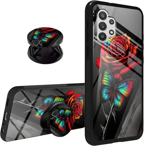 Vista 13 de Funda para Samsung Galaxy A32 5G agarre de teléfono con soporte extensible soporte soporte soporte, TPU suave parachoques a prueba de golpes